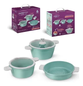 Batería De Cocina Jade Pop 5 Piezas + Pomo Removible