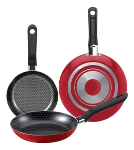 Pack x 3 Sartenes Ekco Classic 86480 de 18cm 20cm 24cm Color Rojo
